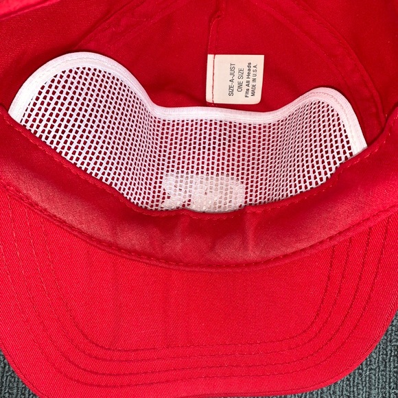 Vintage QR Rope Baseball Hat Mens OSFA Red White Adjustable Strapback Cap USA - Picture 12 of 14